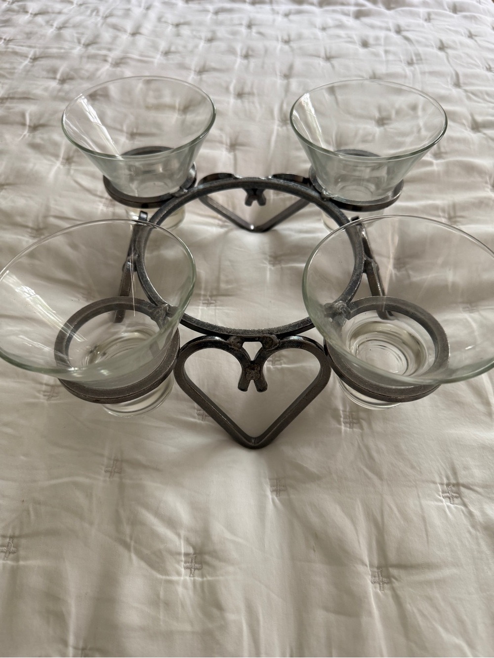Heart Accent 4-Cup Votive Candle Holder - Black Metal